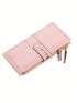 Solid Color Long Wallet Letter Print Zipper