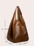 Large Capacity Tote Bag, Retro Style Handbag With Front Pocket For Work & Travel, Large Capacity Tote Bag For Work And Travel