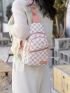 Women's Geometric Print PU Sling Bag, Trendy & Stylish Crossbody Purse for Travel