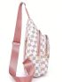 Women's Geometric Print PU Sling Bag, Trendy & Stylish Crossbody Purse for Travel