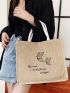 Butterfly & Slogan Graphic Shopper Bag Double Handle