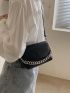 Mini Square Bag Chain Decor Litchi Embossed Flap PU
