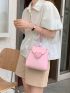 Mini Square Bag Heart Decor Pink Flap PU