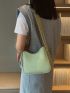 Small Hobo Bag Green Zipper PU