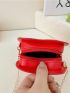 Mini Novelty Bag Funky Neon Red Heart Design Chain Zipper PU