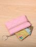 Pink Coin Purse Quilted Detail Zipper PU