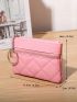 Pink Coin Purse Quilted Detail Zipper PU