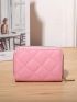 White Classic Card Holder Quilted Detail Zipper PU