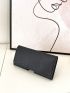 Litchi Embossed Phone Wallet Snap Button Black