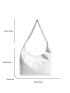 Minimalist Shoulder Tote Bag Small Double Handle White