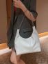 Minimalist Shoulder Tote Bag Small Double Handle White