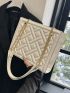 Geometric Embossed Square Bag Chain Strap Black