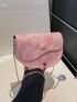 Color Block Saddle Bag Mini Flap Pink