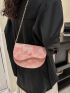 Color Block Saddle Bag Mini Flap Pink