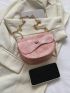 Color Block Saddle Bag Mini Flap Pink