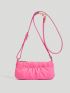 Release Buckle Decor Ruched Bag Mini Pink For Daily