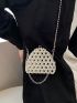 Faux Pearl Beaded Satchel Bag Mini Kiss Lock