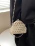 Faux Pearl Beaded Satchel Bag Mini Kiss Lock