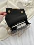 Snakeskin Embossed Square Bag Small Flap Black Elegant