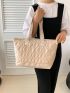 Quilted Shoulder Tote Bag Small Double Handle