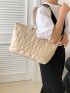 Quilted Shoulder Tote Bag Small Double Handle