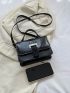 Snakeskin Embossed Square Bag Flap Black Mini