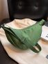 Minimalist Hobo Bag Medium Zipper Green Adjustable Strap