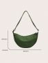 Minimalist Hobo Bag Medium Zipper Green Adjustable Strap