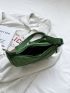 Minimalist Hobo Bag Medium Zipper Green Adjustable Strap