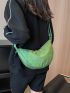 Minimalist Hobo Bag Medium Zipper Green Adjustable Strap