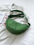 Minimalist Hobo Bag Medium Zipper Green Adjustable Strap