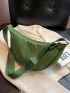 Minimalist Hobo Bag Medium Zipper Green Adjustable Strap