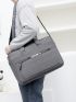 Letter Graphic Double Handle Classic Briefcase Grey