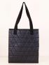 Quilted Shoulder Tote Bag Small Double Handle Black