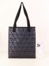 Quilted Shoulder Tote Bag Small Double Handle Black