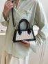 Colorblock Straw Bag Small Double Handle Vacation