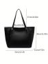 Minimalist Shoulder Tote Bag Buckle Decor Black Elegant