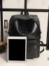 Minimalist Laptop Backpack Medium Zipper Black Pu