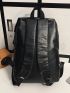 Minimalist Laptop Backpack Medium Zipper Black Pu