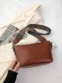 Minimalist Hobo Bag Medium Chain Decor Coffee Brown Vintage