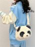 Cartoon Panda Design Novelty Bag Cute Fuzzy Zipper