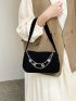 Small Shoulder Bag Solid Color Chain & Butterfly Decor