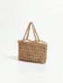 Hollow Out Design Straw Bag Double Handle Vacation Style