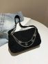 Small Shoulder Bag Solid Color Chain & Butterfly Decor