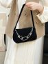 Small Shoulder Bag Solid Color Chain & Butterfly Decor