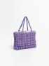 Hollow Out Design Straw Bag Double Handle Vacation Style