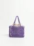 Hollow Out Design Straw Bag Double Handle Vacation Style