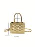 Quilted Square Bag Mini Double Handle Metallic Funky