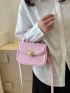 Mini Saddle Bag Baby Pink Metal Decor Flap