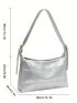 Stitch Detail Hobo Bag Silver Funky Adjustable Strap